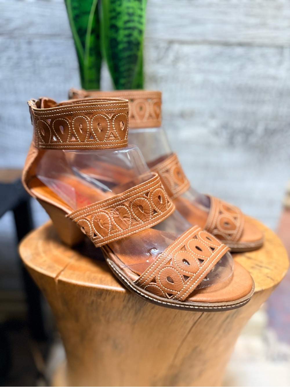 Pikolinos | Spanish Leather Cutout Block Heel Sandals Zip Back - EU 38 / US 7.5